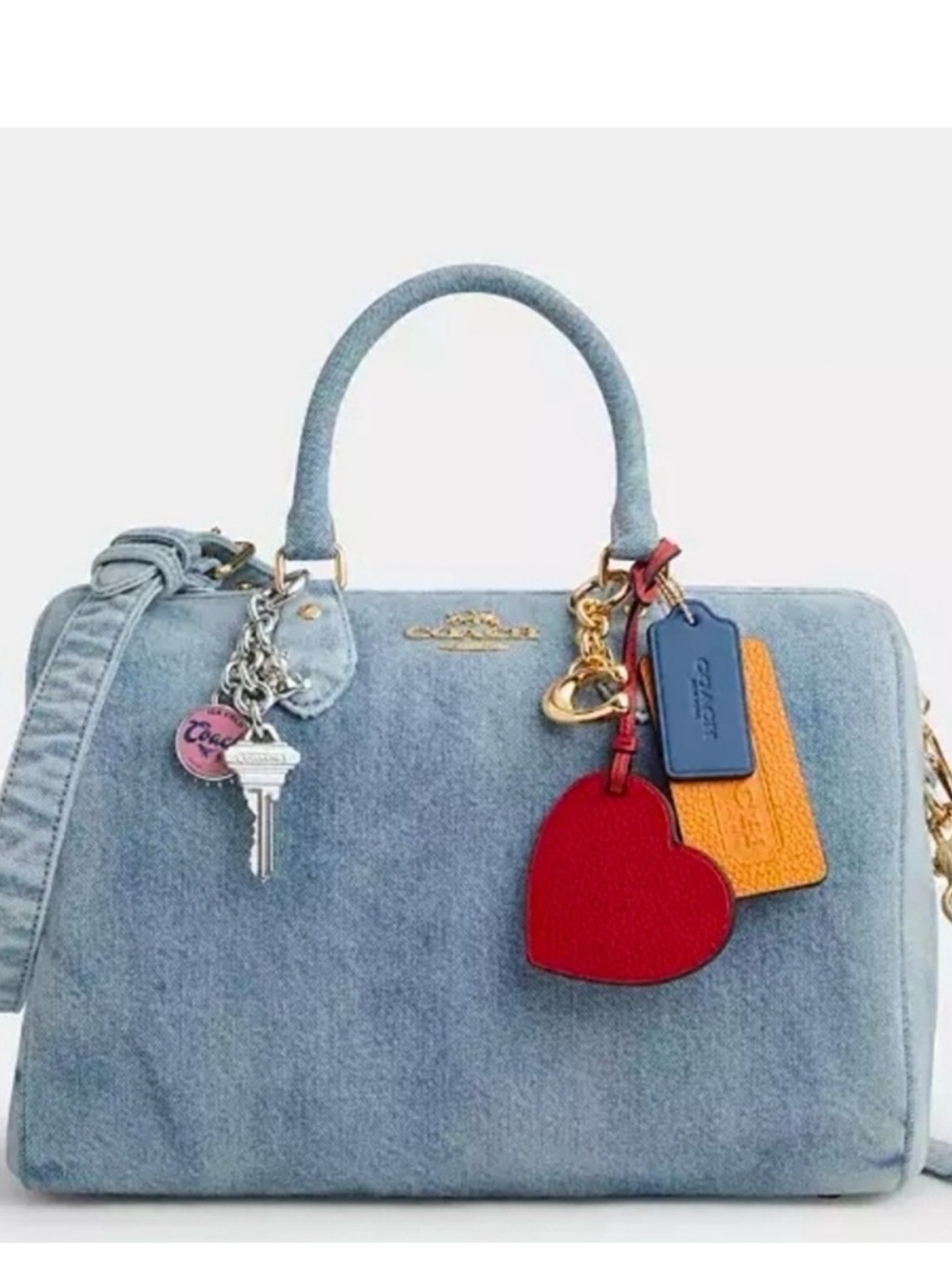 Coach Large Loved Denim Rowan With Charms,New